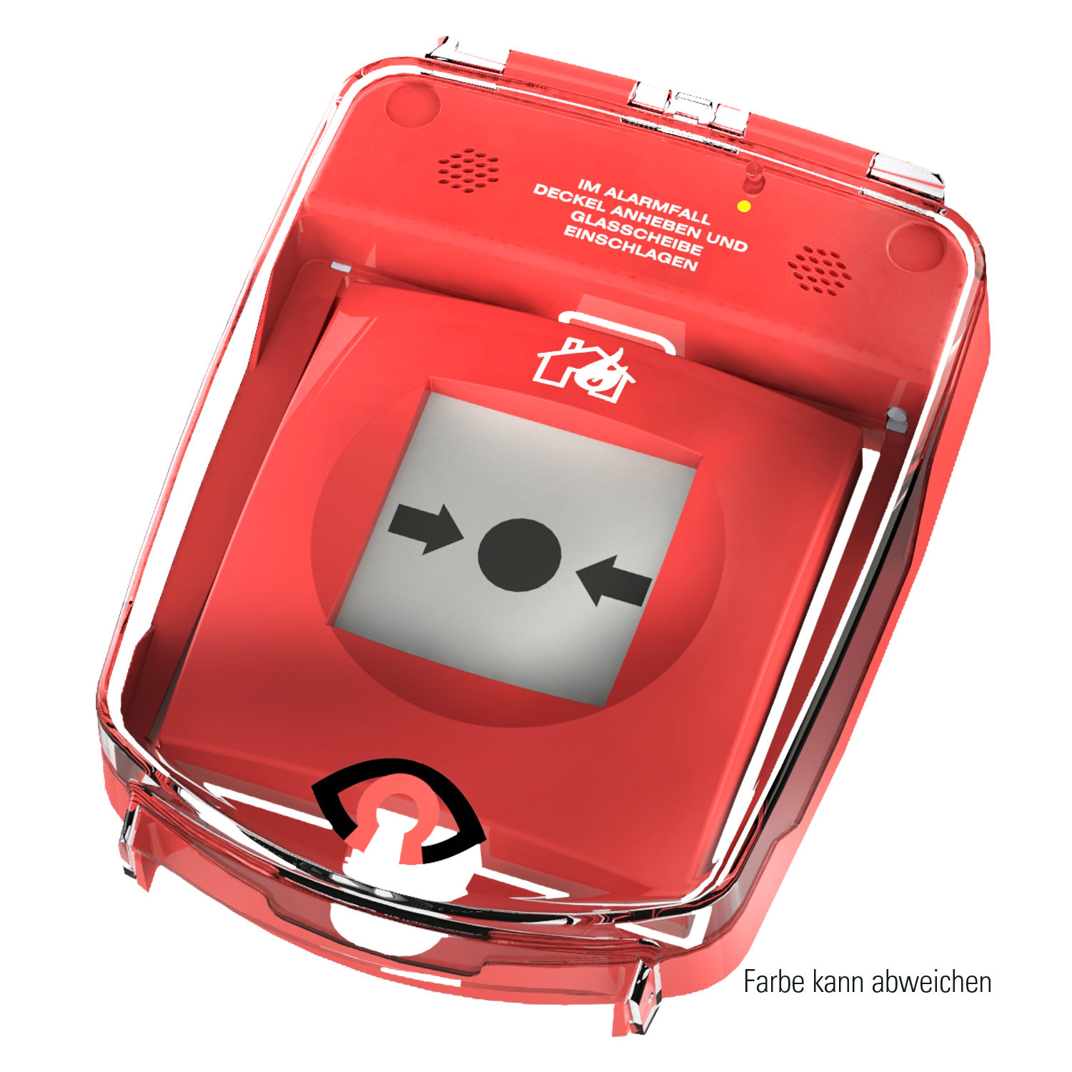GfS e-Cover® groß mit Alarm zur Abdeckung eines Handauslösetasters, rotes Kunststoffgehäuse