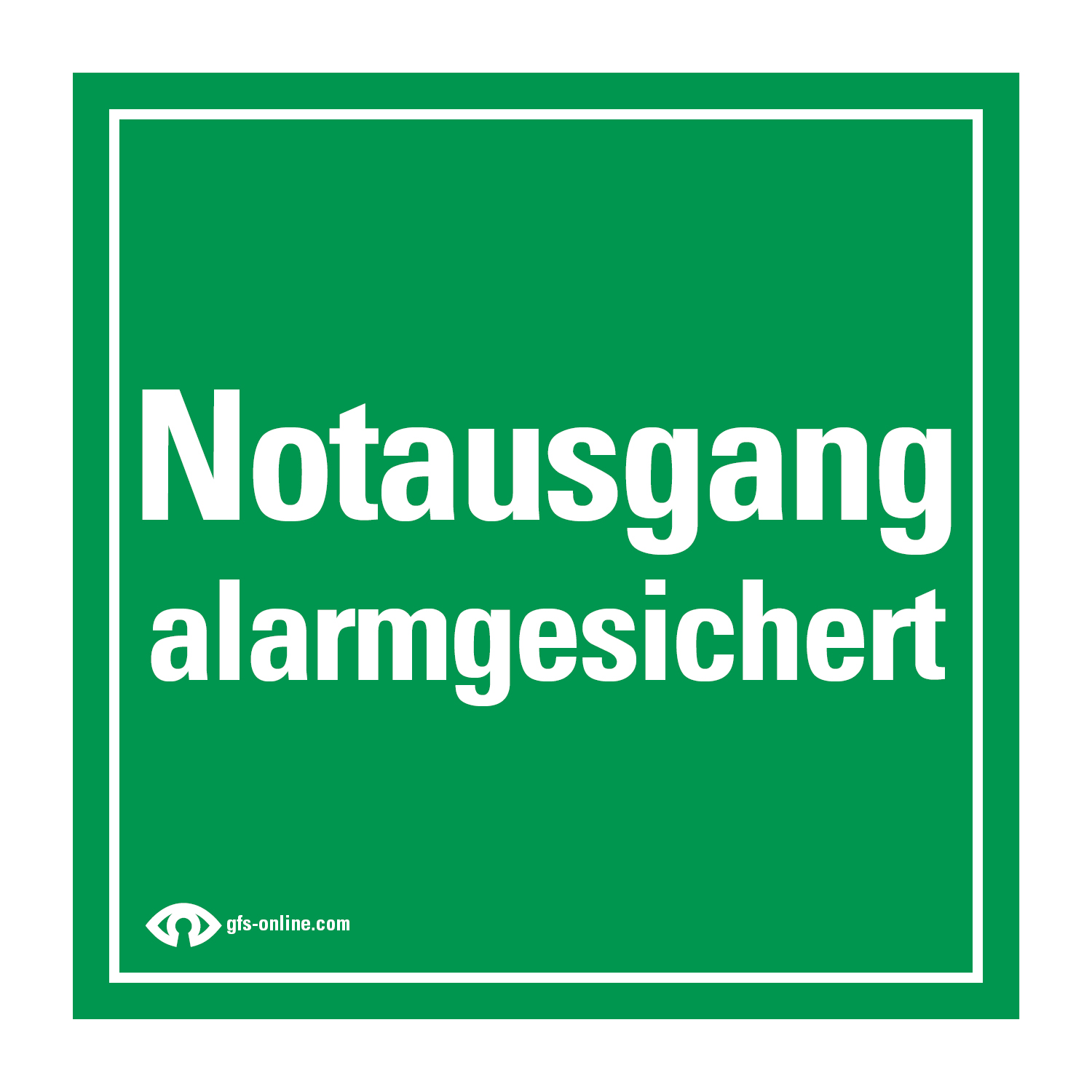 GfS DEXCON Piktogramm "Notausgang Alarmgesichert" (bei Einsatz an Glastüren)
