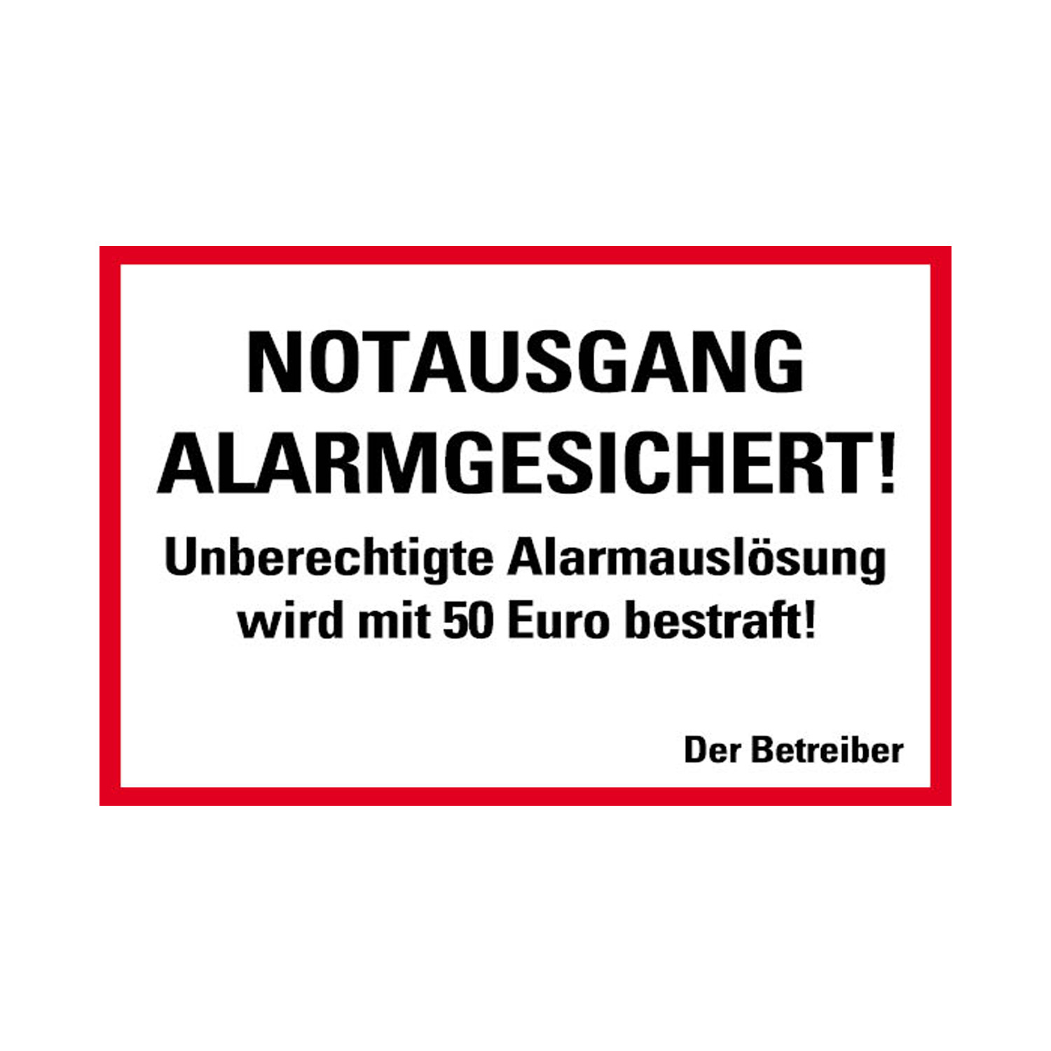 Rettungszeichen-Zusatzschild Notausgang alarmgesichert -50€