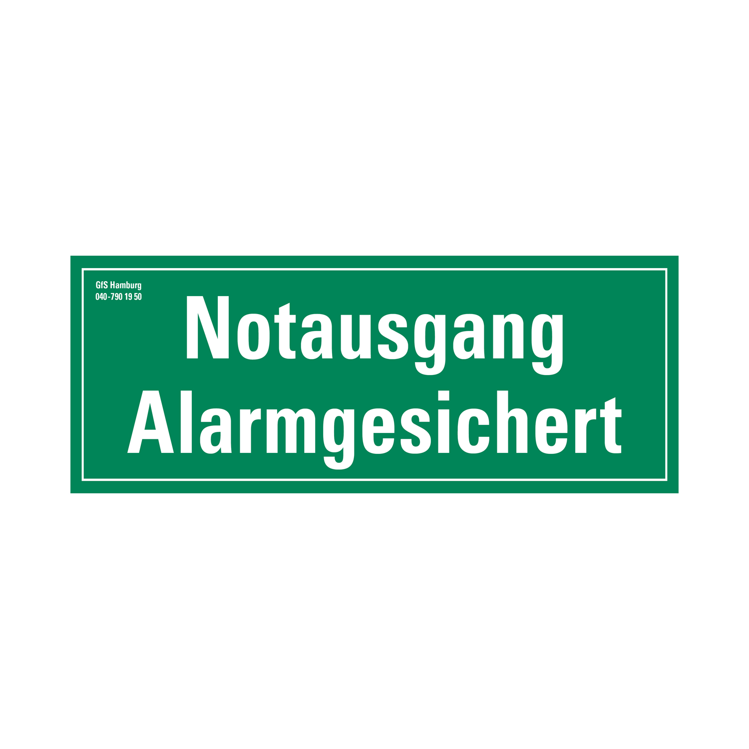 Schild "Notausgang Alarmgesichert" Folie, 297 x 105 mm, grün
