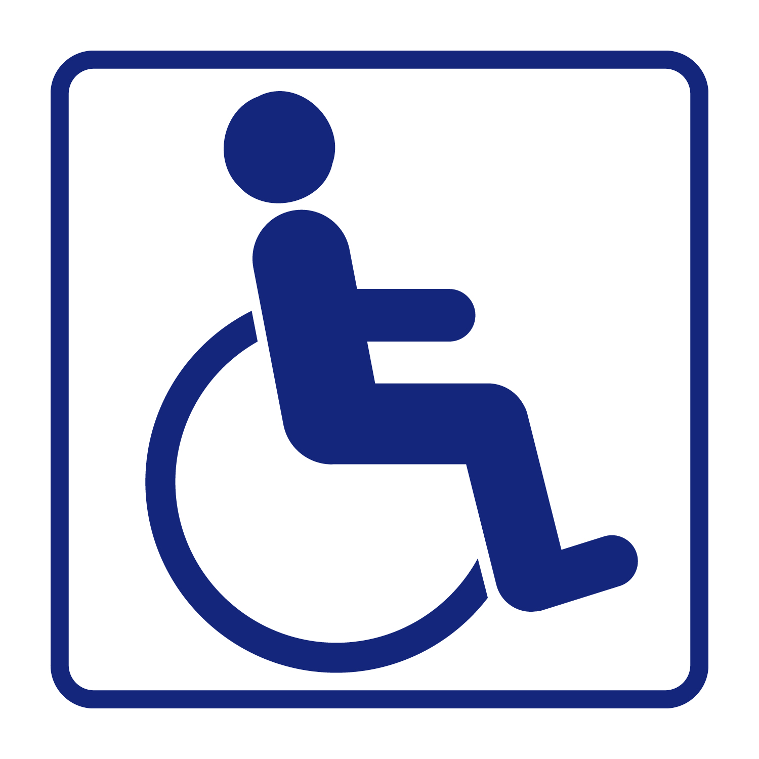 Piktogramm mit blauem Behindertensymbol für den mechanischen Großflächentaster